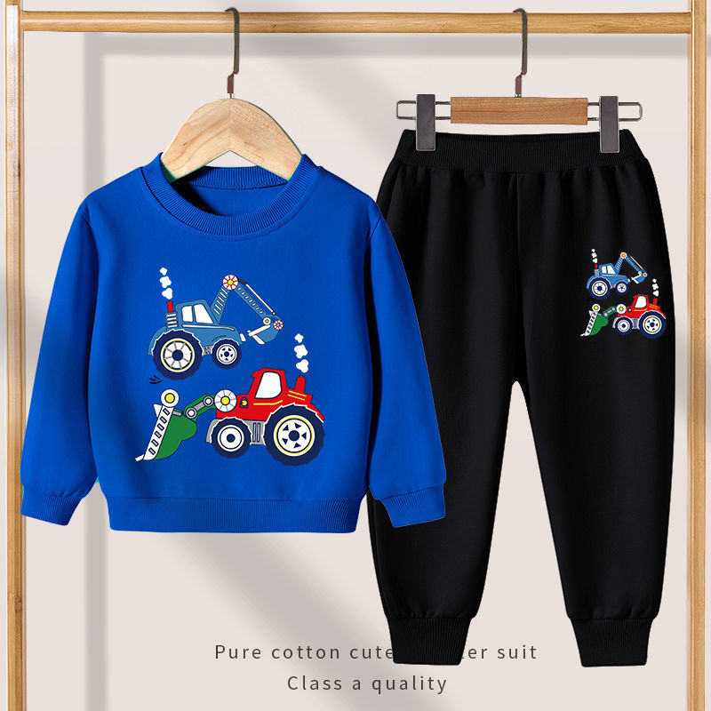 【2Y-13Y】Boy Cute Excavator Print Sweatshirt And Pants Set 【2Y-13Y】Boy Cute Excavator Print Sweatshirt And Pants Set