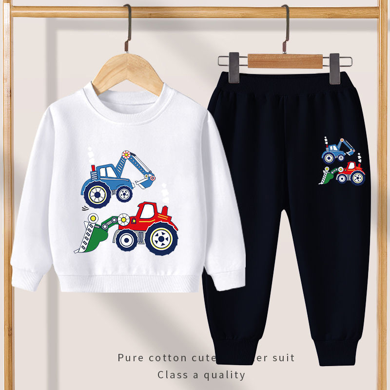 【2Y-13Y】Boy Cute Excavator Print Sweatshirt And Pants Set 【2Y-13Y】Boy Cute Excavator Print Sweatshirt And Pants Set