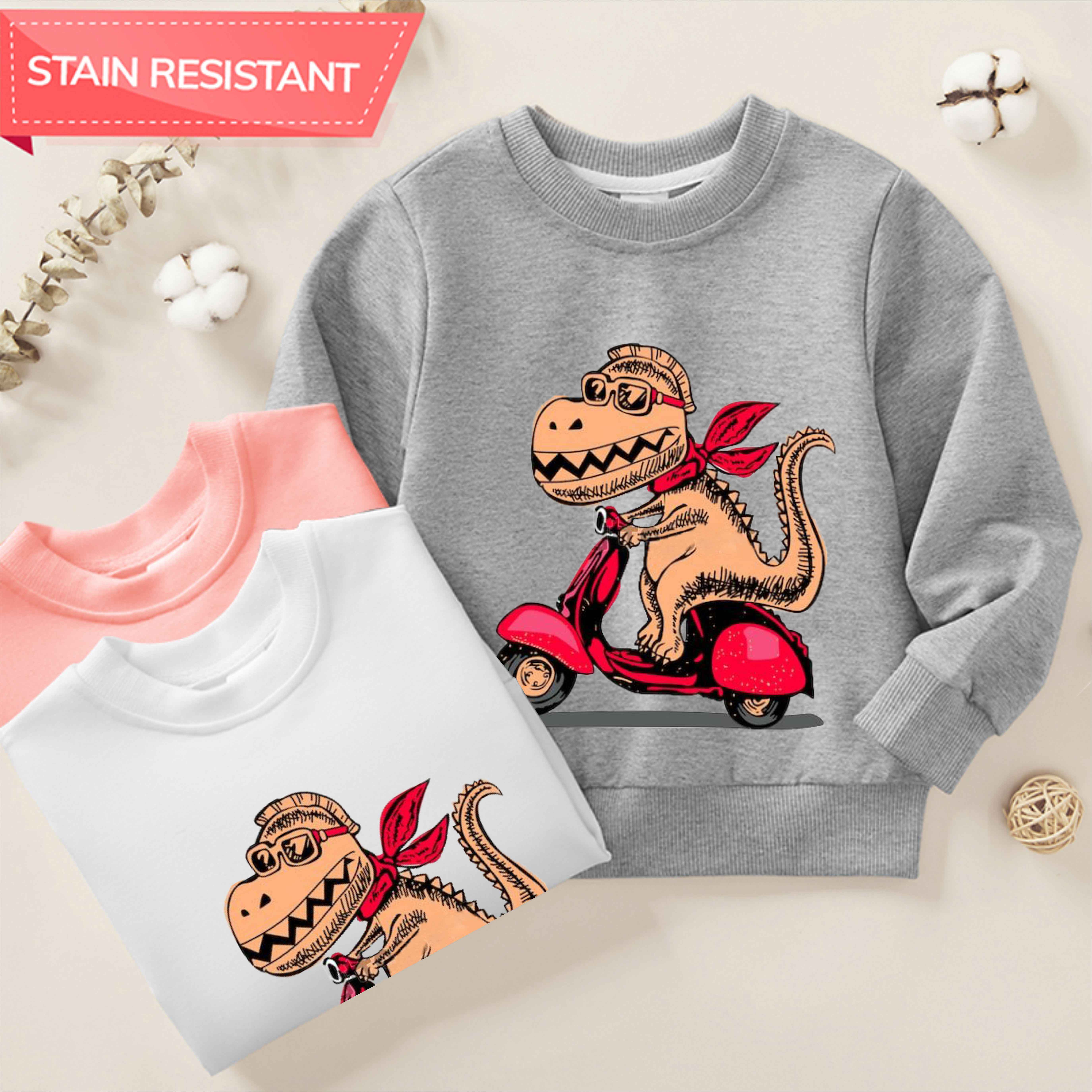 【12M-9Y】Boy Cotton Stain Resistant Dinosaur And Car Print Long Sleeve Sweatshirt 【12M-9Y】Boy Cotton Stain Resistant Dinosaur And Car Print Long Sleeve Sweatshirt