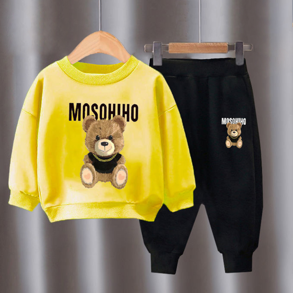 【18M-10Y】2-piece Unisex Slack Bear Print Crewneck Sweatshirt And Pants Set 【18M-10Y】2-piece Unisex Slack Bear Print Crewneck Sweatshirt And Pants Set