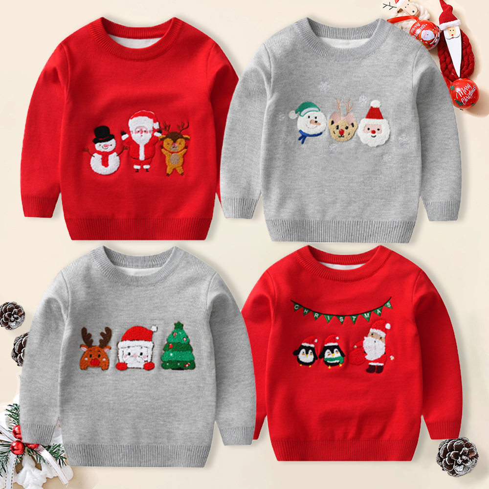 【2Y-8Y】Unisex Christmas Santa Claus Cartoon Embroidered Keep Warm Sweater 【2Y-8Y】Unisex Christmas Santa Claus Cartoon Embroidered Keep Warm Sweater
