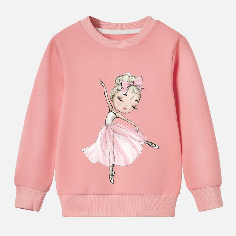 【12M-9Y】Girl Cotton Stain Resistant Ballerina Girl Print Long Sleeve Sweatshirt - 7206 【12M-9Y】Girl Cotton Stain Resistant Ballerina Girl Print Long Sleeve Sweatshirt - 7206