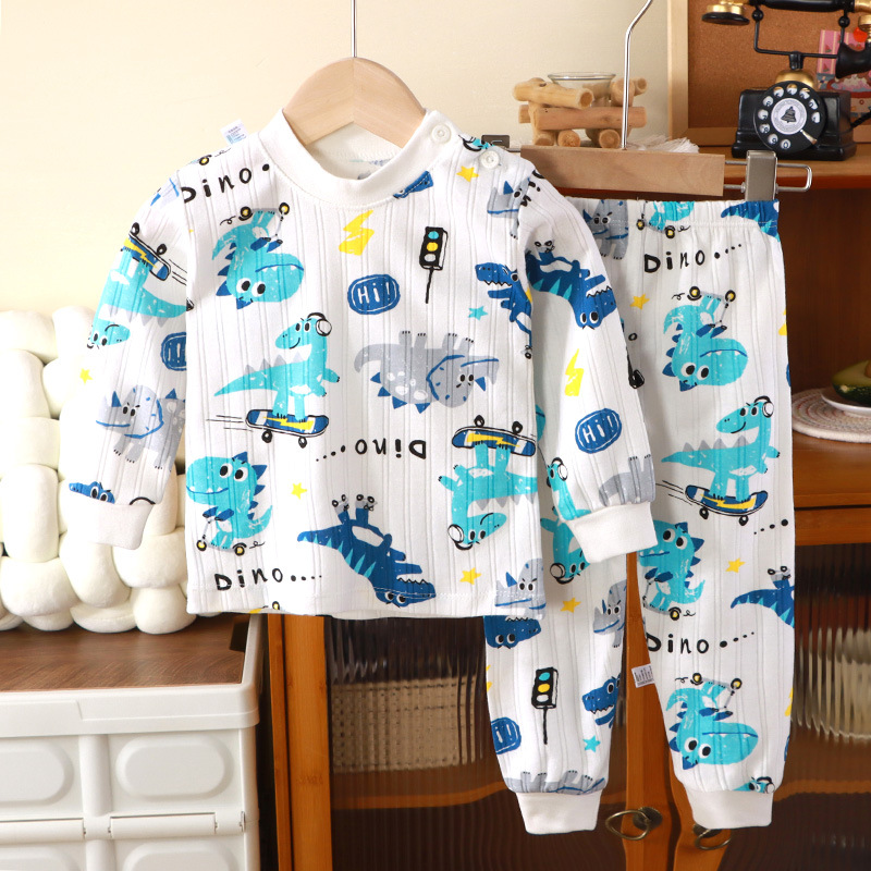 【18M-12Y】Boy Casual Cotton Cute Bear Dinosaur Print Round Neck Pajamas Set 【18M-12Y】Boy Casual Cotton Cute Bear Dinosaur Print Round Neck Pajamas Set