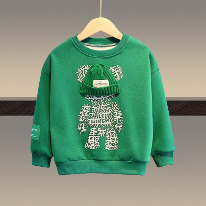 【18M-13Y】Unisex Casual Cartoon Bear Print Sweatshirt And Pants Set - 9204 【18M-13Y】Unisex Casual Cartoon Bear Print Sweatshirt And Pants Set - 9204