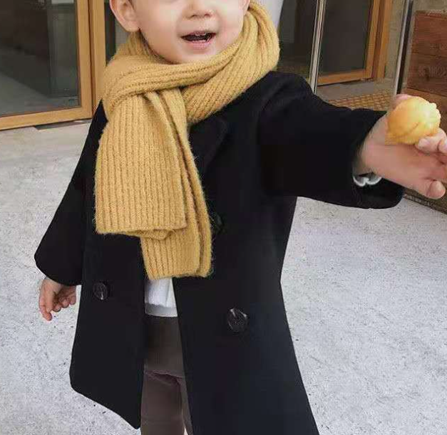 【18M-7Y】Kids Lapel Collar Double Breasted Coat - 4116