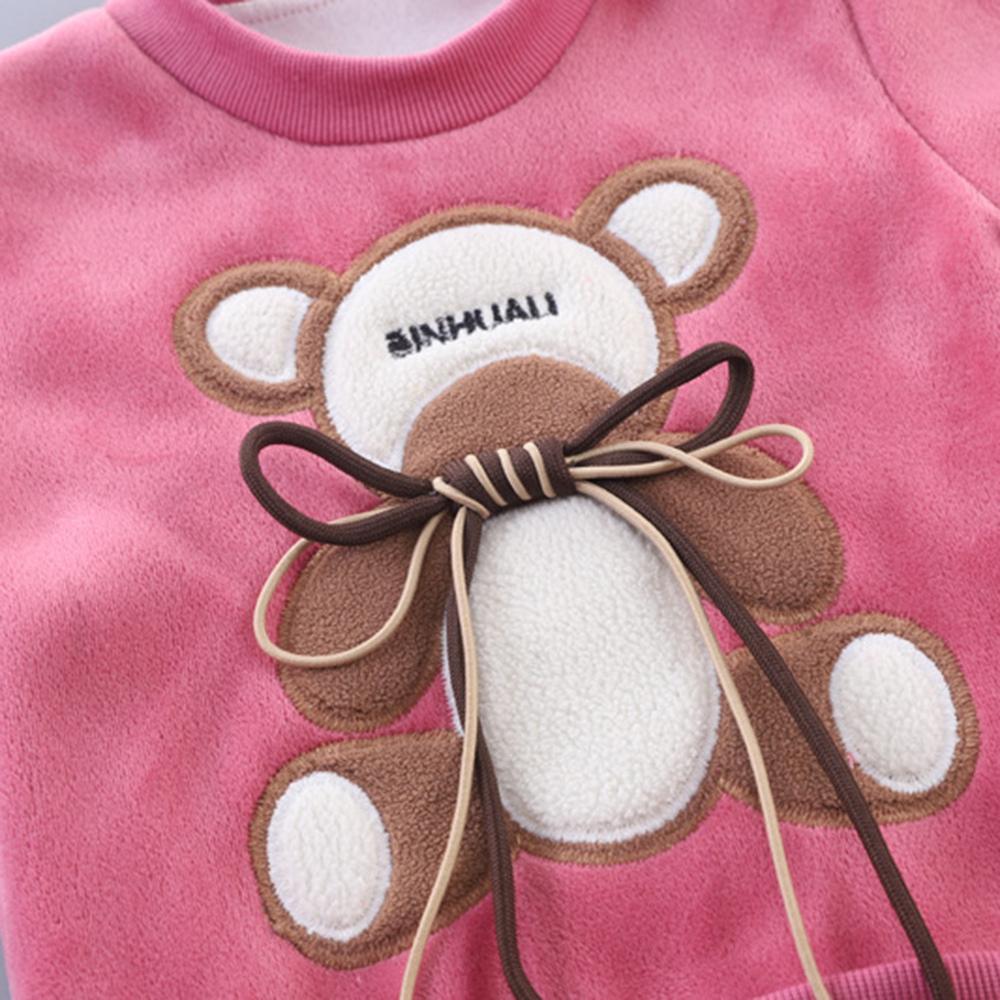 【12M-4Y】3-piece Unisex Cute Warm Monkey Embroidered Bowknot Round Neck Sweatshirt Hooded Vest Coat And Pants Set - 4450 【12M-4Y】3-piece Unisex Cute Warm Monkey Embroidered Bowknot Round Neck Sweatshirt Hooded Vest Coat And Pants Set - 4450