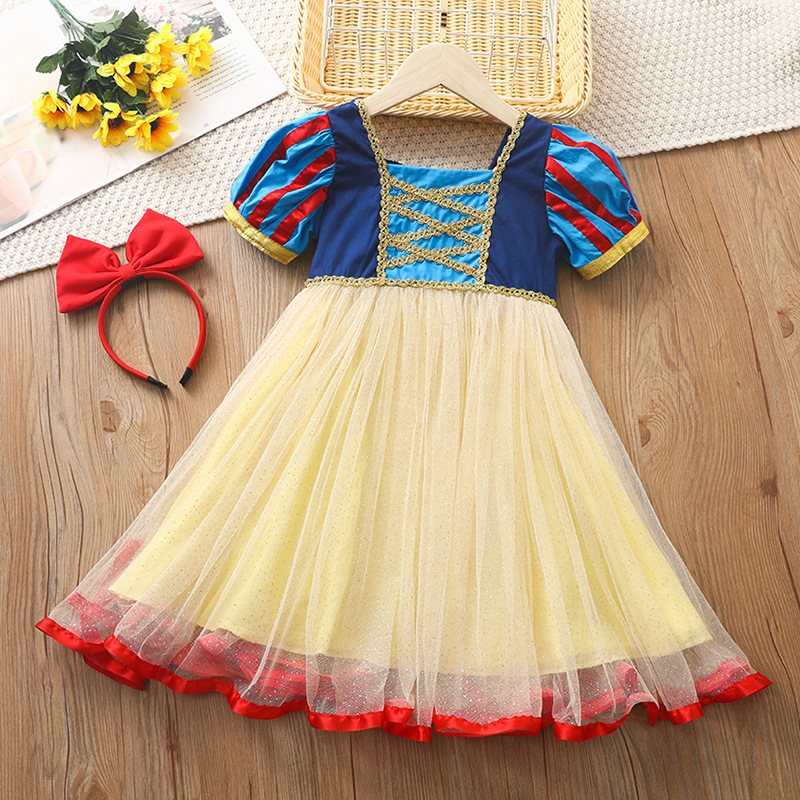 【2Y-10Y】2-piece Girl Cute Snow White Square Neck Puff Sleeve Princess Dress - 33340 【2Y-10Y】2-piece Girl Cute Snow White Square Neck Puff Sleeve Princess Dress - 33340