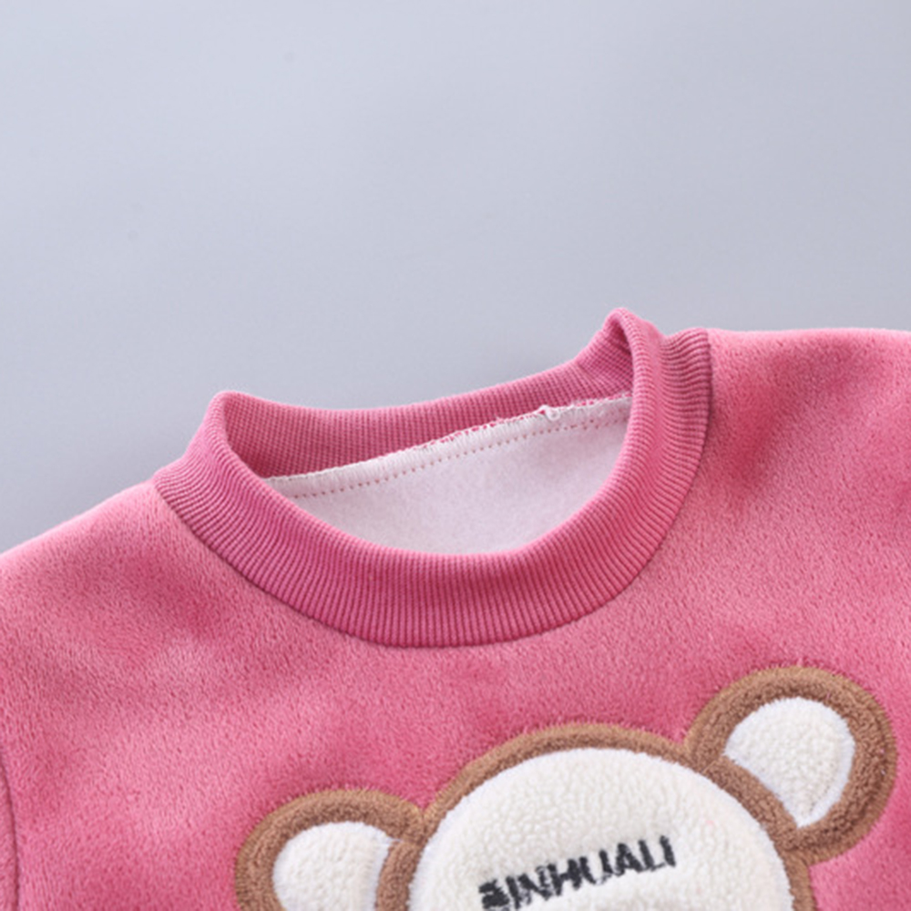 【12M-4Y】3-piece Unisex Cute Warm Monkey Embroidered Bowknot Round Neck Sweatshirt Hooded Vest Coat And Pants Set - 4450 【12M-4Y】3-piece Unisex Cute Warm Monkey Embroidered Bowknot Round Neck Sweatshirt Hooded Vest Coat And Pants Set - 4450