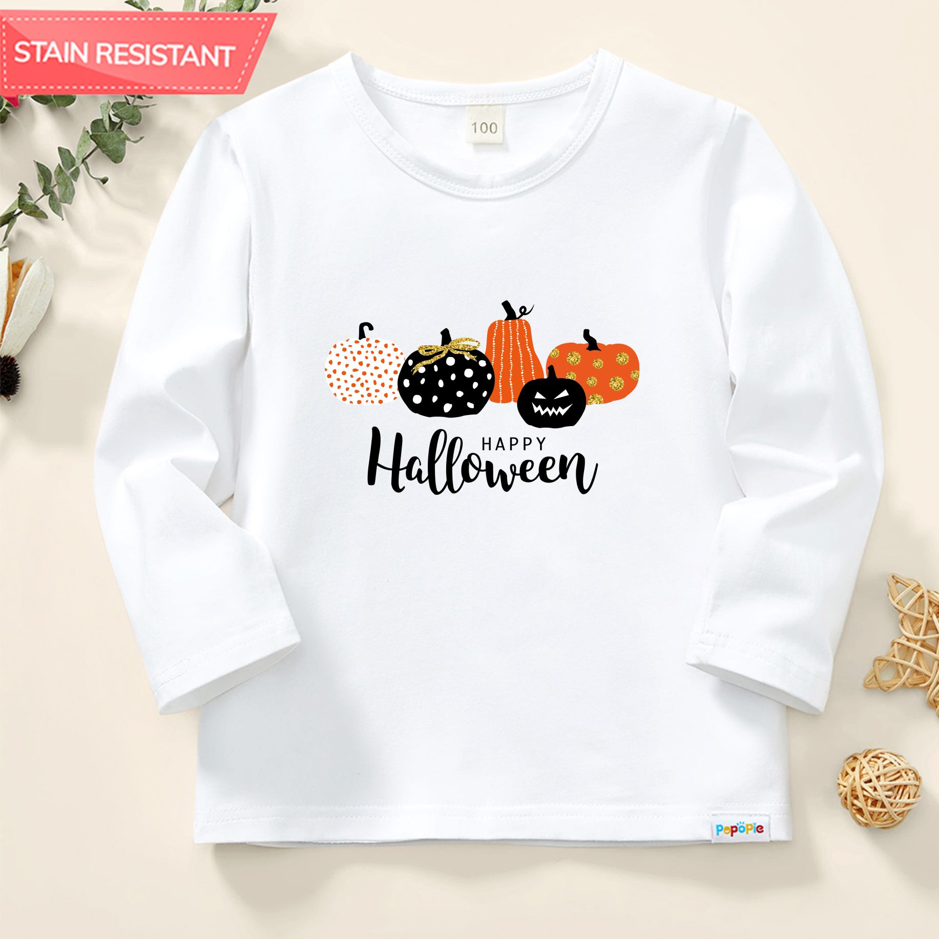 【12M-9Y】Unisex Kids Cotton Stain Resistant Halloween Cartoon Print Long Sleeve Tee 【12M-9Y】Unisex Kids Cotton Stain Resistant Halloween Cartoon Print Long Sleeve Tee