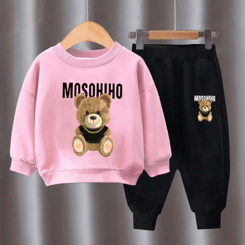【18M-10Y】2-piece Unisex Slack Bear Print Crewneck Sweatshirt And Pants Set 【18M-10Y】2-piece Unisex Slack Bear Print Crewneck Sweatshirt And Pants Set