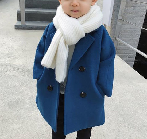 【18M-7Y】Kids Lapel Collar Double Breasted Coat - 4116