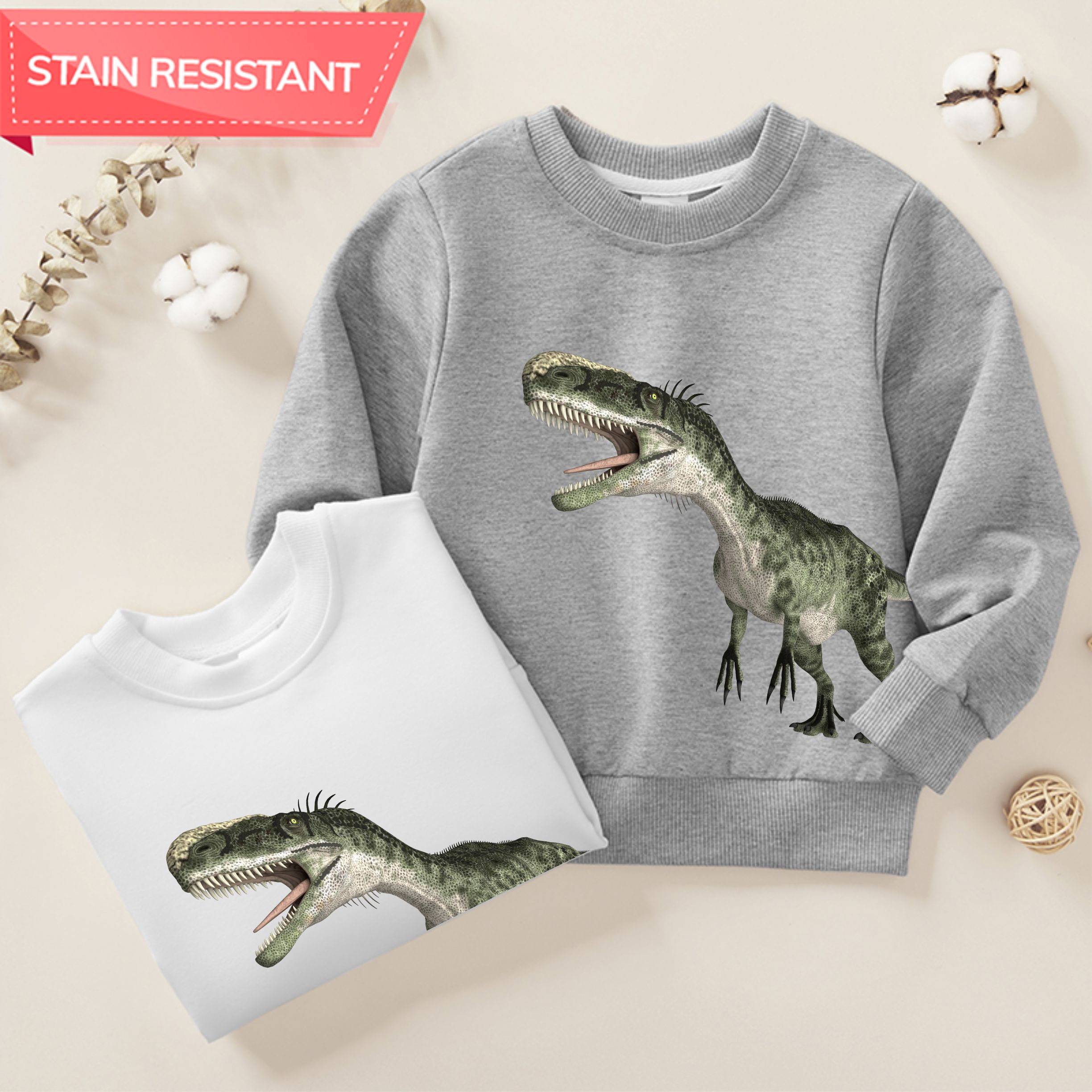 【12M-9Y】Boy Cotton Stain Resistant Dinosaur Print Long Sleeve Sweatshirt 【12M-9Y】Boy Cotton Stain Resistant Dinosaur Print Long Sleeve Sweatshirt