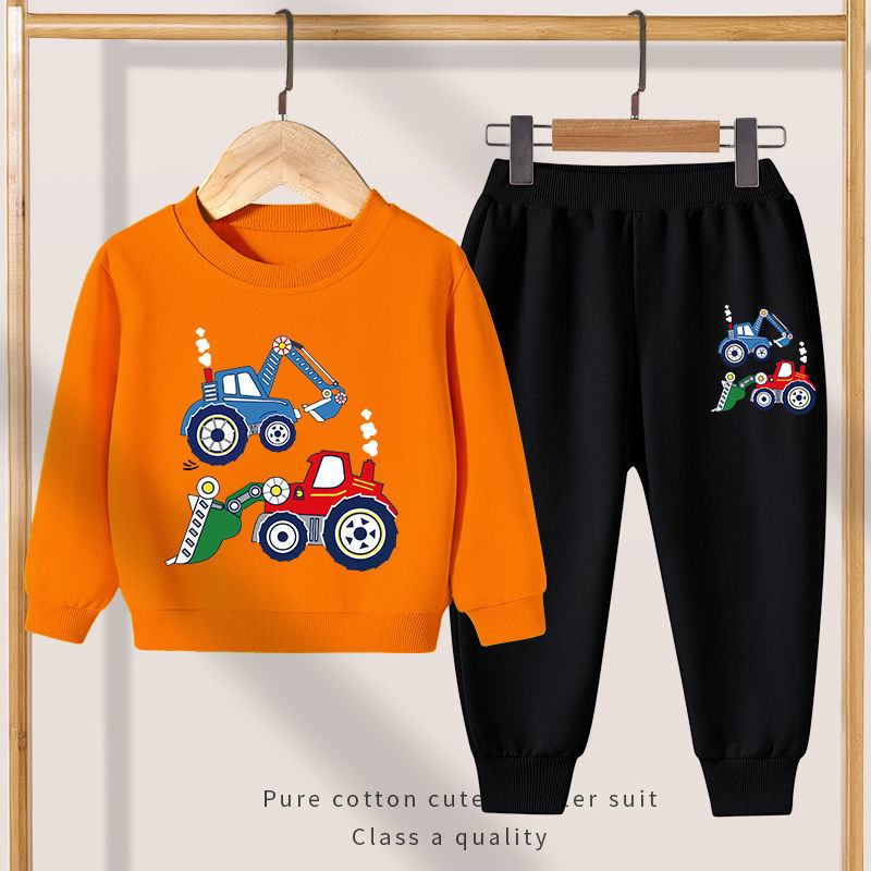 【2Y-13Y】Boy Cute Excavator Print Sweatshirt And Pants Set 【2Y-13Y】Boy Cute Excavator Print Sweatshirt And Pants Set