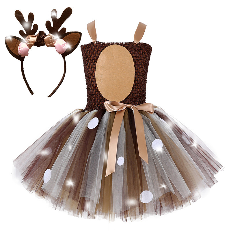 【2Y-9Y】2-piece Girl LED Halloween Cosplay Fawn Glow Dress 【2Y-9Y】2-piece Girl LED Halloween Cosplay Fawn Glow Dress