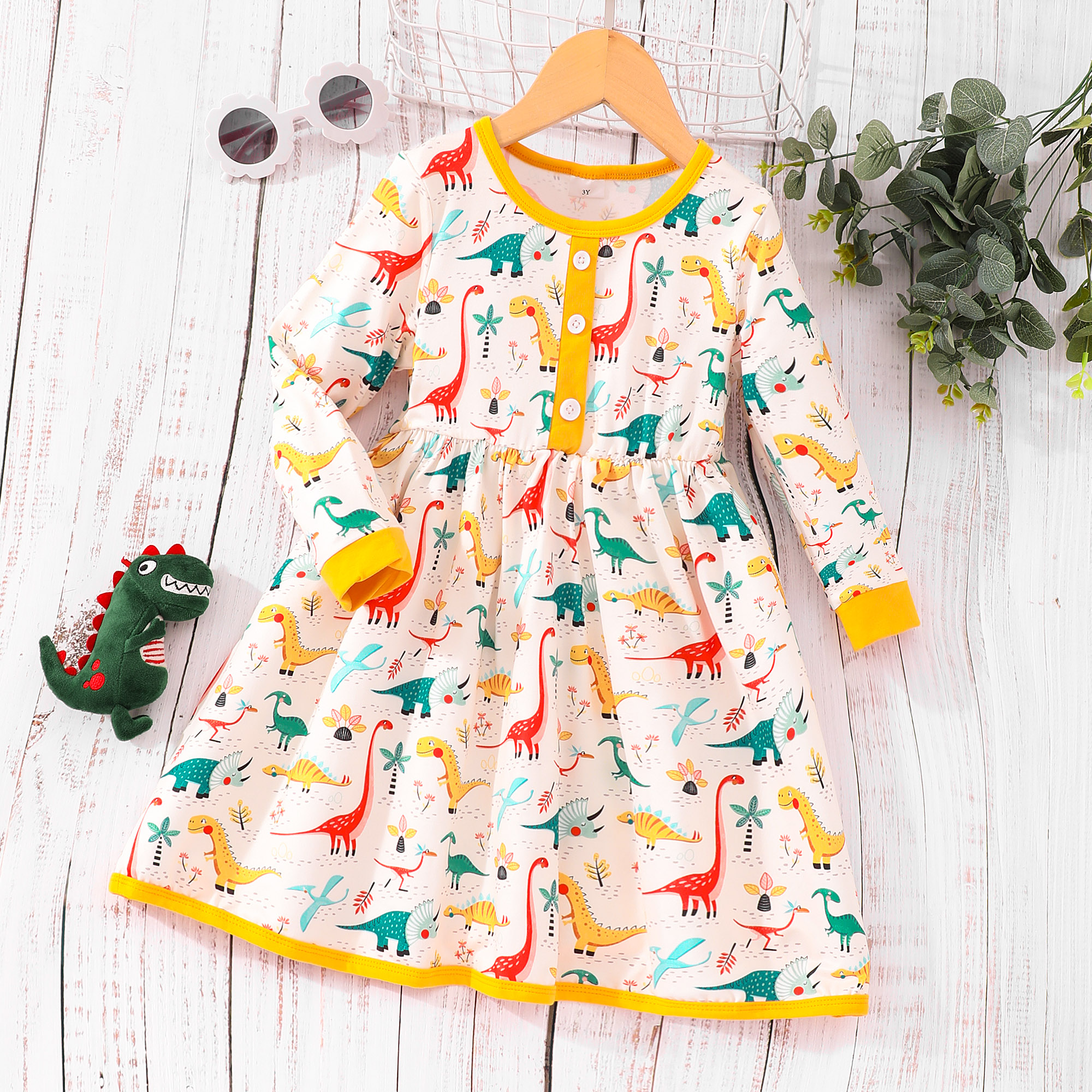 【2Y-7Y】Girl Casual Colorful Cartoon Animal Unicorn Floral Print Long Sleeve Dress 【2Y-7Y】Girl Casual Colorful Cartoon Animal Unicorn Floral Print Long Sleeve Dress