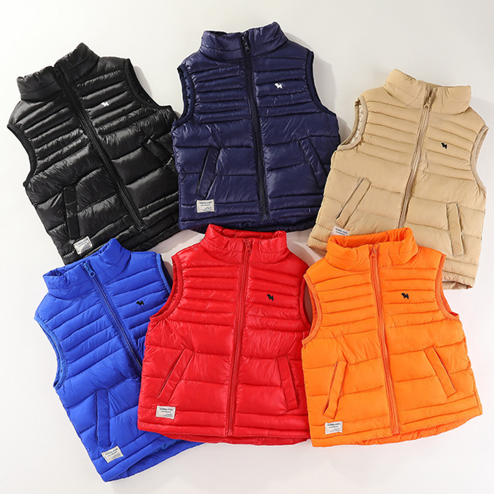 【3Y-10Y】Unisex Solid Color Quilted Cotton Keep Warm High Neck Vest Coat 【3Y-10Y】Unisex Solid Color Quilted Cotton Keep Warm High Neck Vest Coat