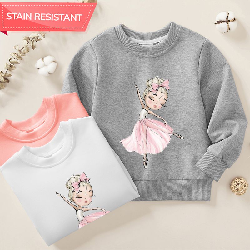 【12M-9Y】Girl Cotton Stain Resistant Ballerina Girl Print Long Sleeve Sweatshirt - 7206 【12M-9Y】Girl Cotton Stain Resistant Ballerina Girl Print Long Sleeve Sweatshirt - 7206