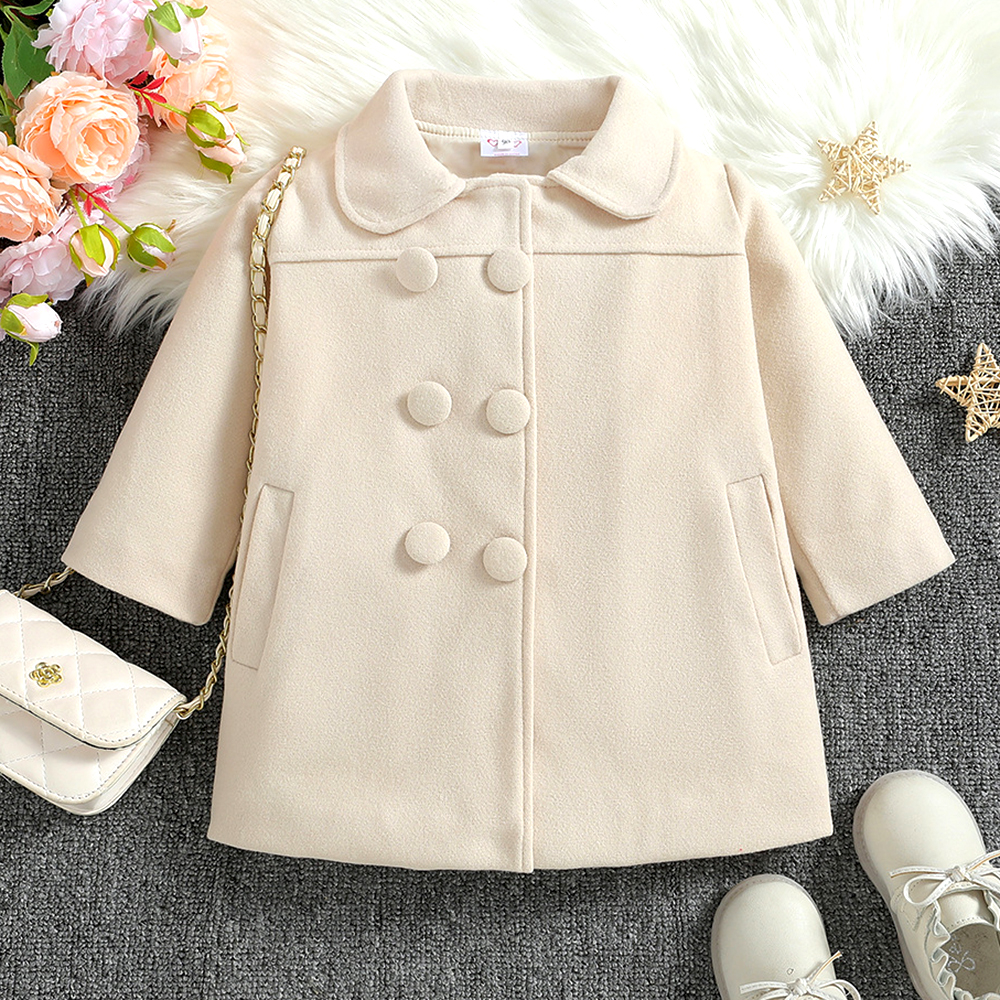 【18M-6Y】Girl Elegant Double Breasted Tweed Keep Warm Lapel Coat 【18M-6Y】Girl Elegant Double Breasted Tweed Keep Warm Lapel Coat