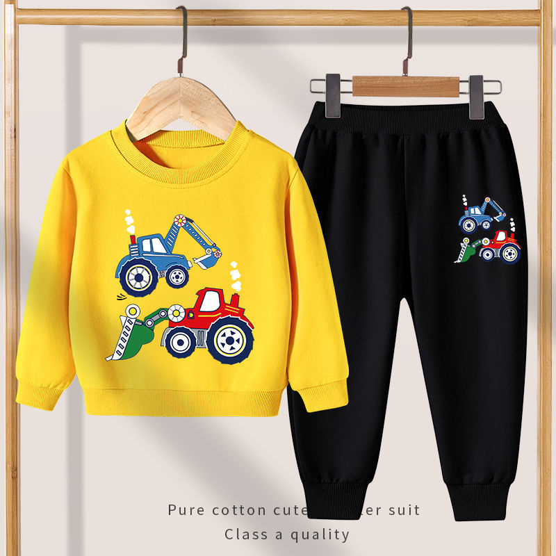 【2Y-13Y】Boy Cute Excavator Print Sweatshirt And Pants Set 【2Y-13Y】Boy Cute Excavator Print Sweatshirt And Pants Set