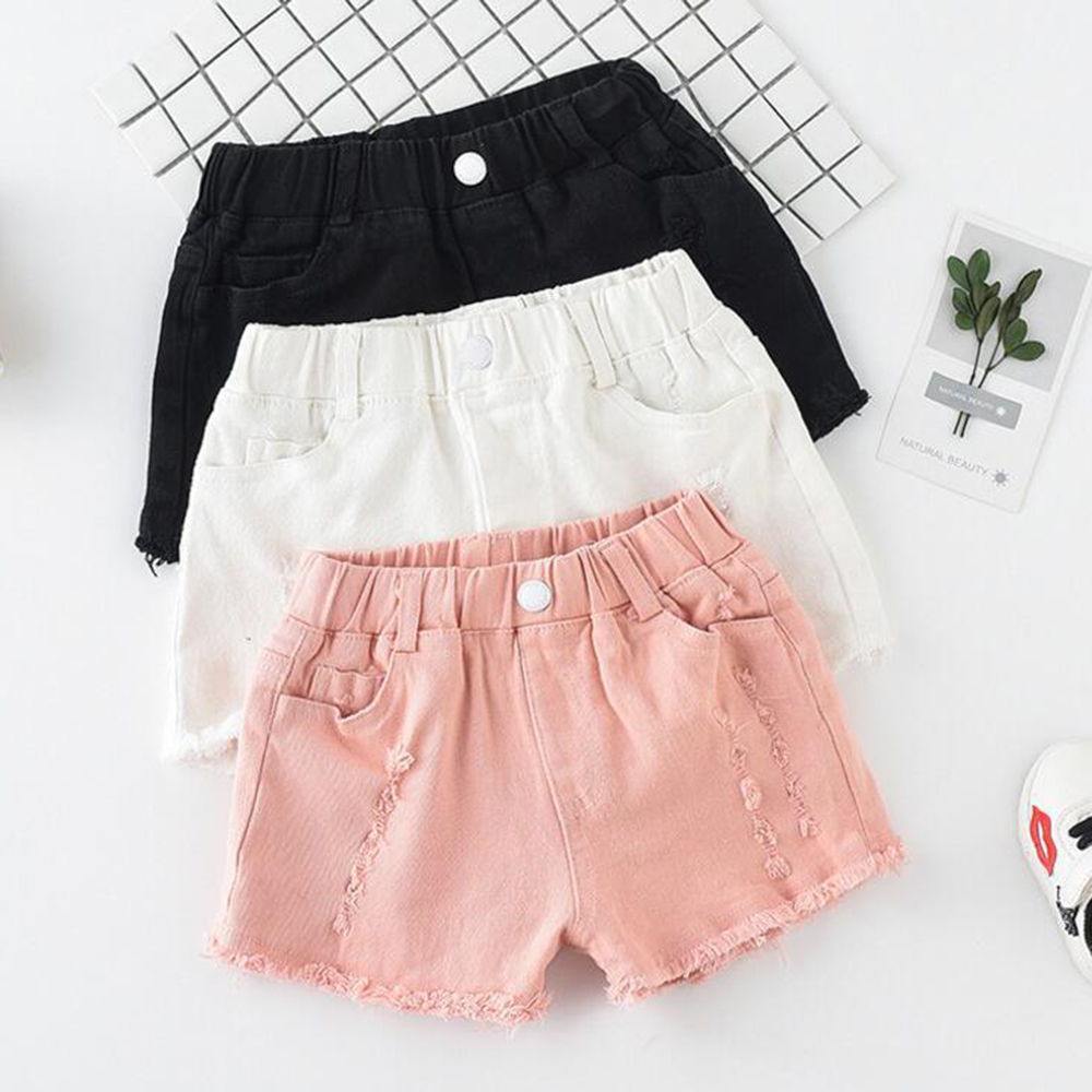 【18M-13Y】Girl Summer Casual Multicolor Ripped Washed Denim Shorts 【18M-13Y】Girl Summer Casual Multicolor Ripped Washed Denim Shorts