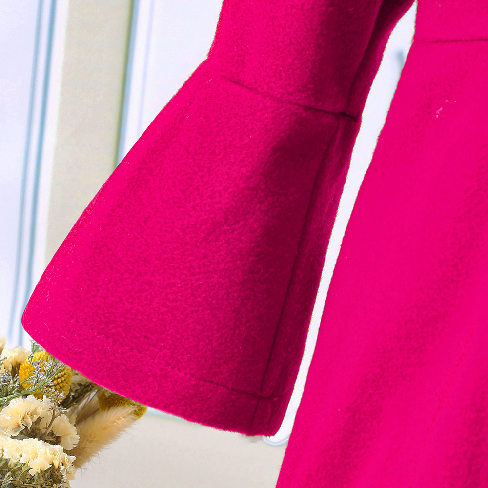 【18M-6Y】2-piece Girl Elegant Christmas And New Year Red Tweed Keep Warm Plush Stitching Collar Bell Sleeve Coat With Hat - 31117 【18M-6Y】2-piece Girl Elegant Christmas And New Year Red Tweed Keep Warm Plush Stitching Collar Bell Sleeve Coat With Hat - 31117