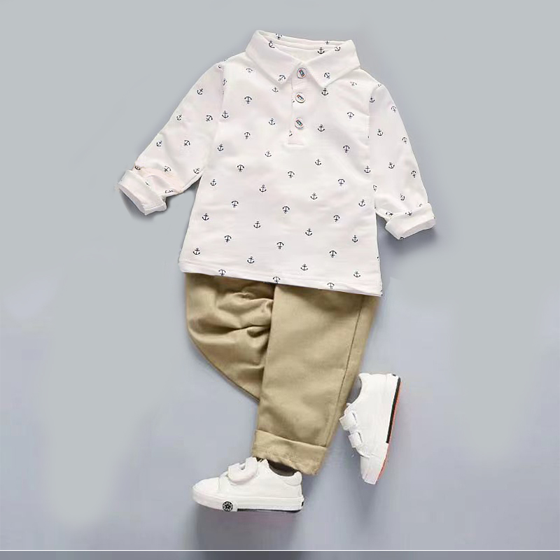 【12M-5Y】Boys 2 Piece Anchor Shirt And Pants Set