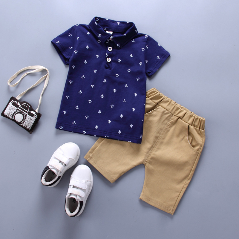 【12M-5Y】Boys Allover Anchor Shirt And Pants Set 【12M-5Y】Boys Allover Anchor Shirt And Pants Set