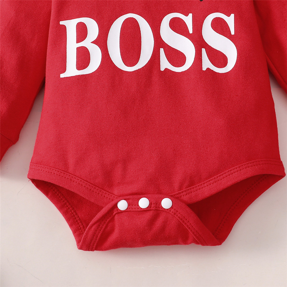 【0M-24M】2-piece Baby Boy Letter Print Long-sleeved Hooded Romper And Pants Set 【0M-24M】2-piece Baby Boy Letter Print Long-sleeved Hooded Romper And Pants Set