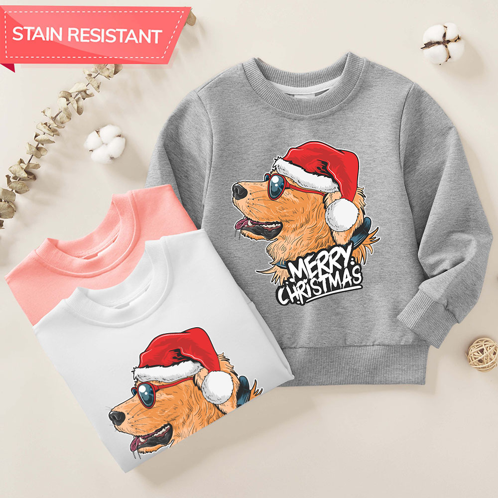 【12M-9Y】Unisex Kids Cotton Stain Resistant Christmas Golden Retriever Dog Print Long Sleeve Sweatshirt 【12M-9Y】Unisex Kids Cotton Stain Resistant Christmas Golden Retriever Dog Print Long Sleeve Sweatshirt