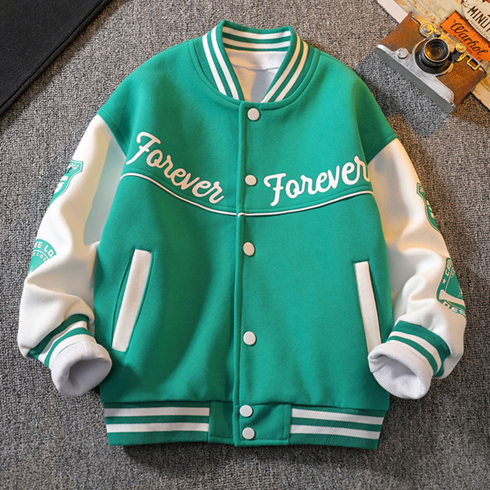 【3Y-12Y】Boys Letter Print Baseball Jacket - 4127 【3Y-12Y】Boys Letter Print Baseball Jacket - 4127