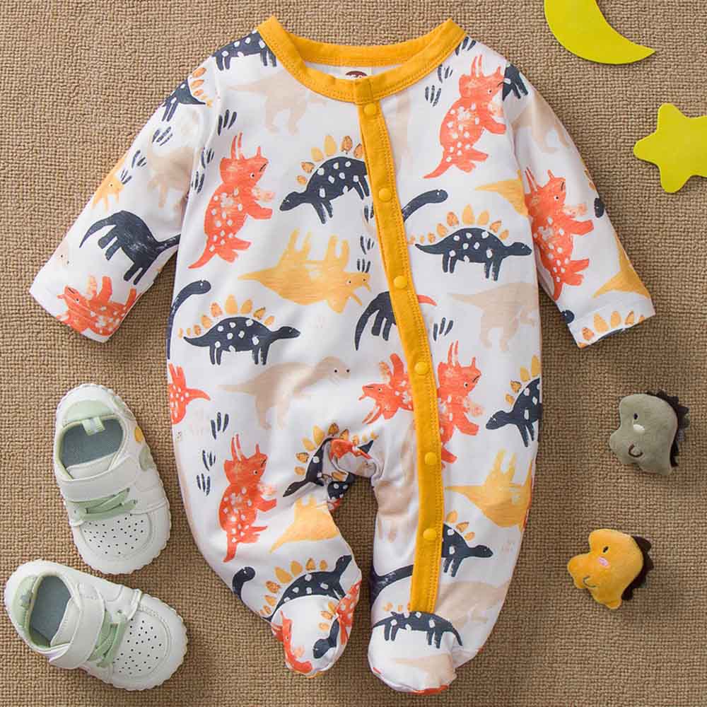 【0M-12M】Unisex Baby Dinosaur Print Long Sleeve Romper 【0M-12M】Unisex Baby Dinosaur Print Long Sleeve Romper
