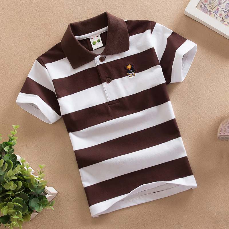 【18M-11Y】Boys Multicolor Cotton Striped Short-sleeved Polo Shirt 【18M-11Y】Boys Multicolor Cotton Striped Short-sleeved Polo Shirt