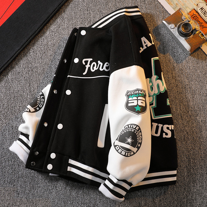 【3Y-12Y】Boys Letter Print Baseball Jacket - 4127 【3Y-12Y】Boys Letter Print Baseball Jacket - 4127