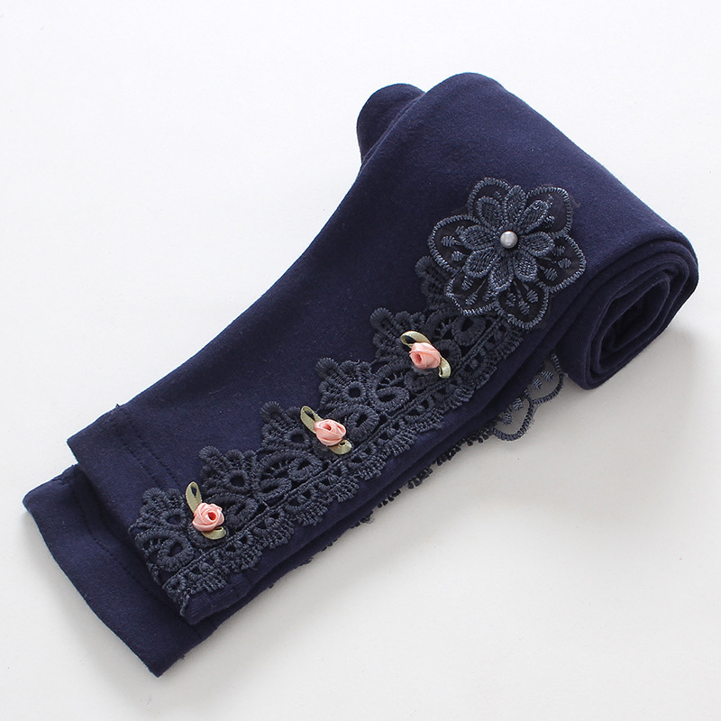 【12M-11Y】Girls Cotton Multicolor Lace Appliquéd Leggings 【12M-11Y】Girls Cotton Multicolor Lace Appliquéd Leggings