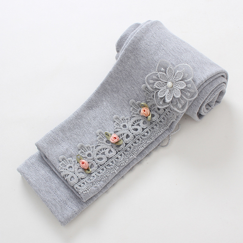 【12M-11Y】Girls Cotton Multicolor Lace Appliquéd Leggings 【12M-11Y】Girls Cotton Multicolor Lace Appliquéd Leggings