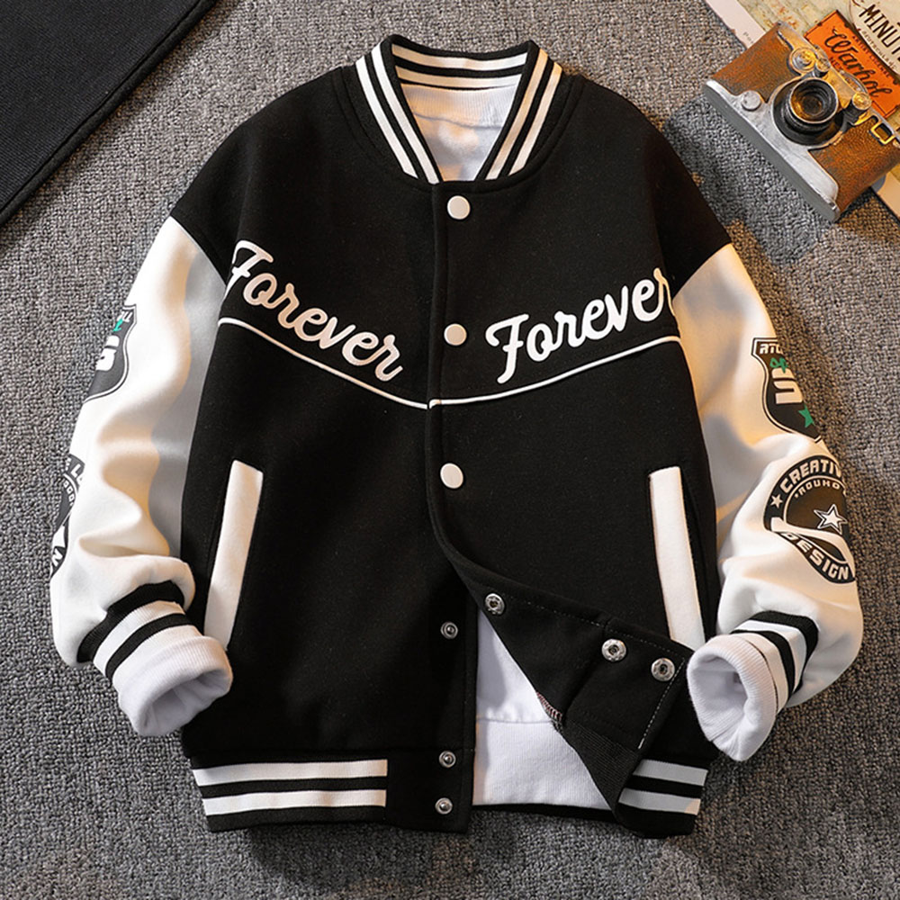 【3Y-12Y】Boys Letter Print Baseball Jacket - 4127 【3Y-12Y】Boys Letter Print Baseball Jacket - 4127