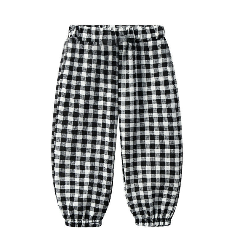 【18M-9Y】Unisex Kids Cartoon Print Short-sleeved T-shirt And Plaid Pants Set - 34359 【18M-9Y】Unisex Kids Cartoon Print Short-sleeved T-shirt And Plaid Pants Set - 34359