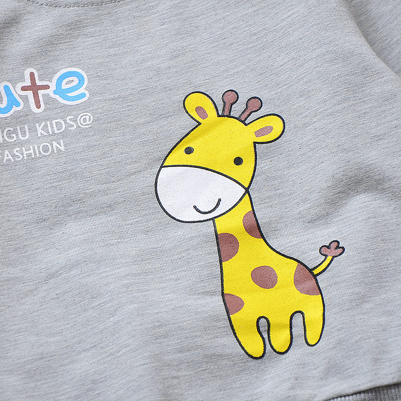 【9M-4Y】2-piece Unisex Giraffe Print Long-sleeved Sweatshirt And Pants Set 【9M-4Y】2-piece Unisex Giraffe Print Long-sleeved Sweatshirt And Pants Set