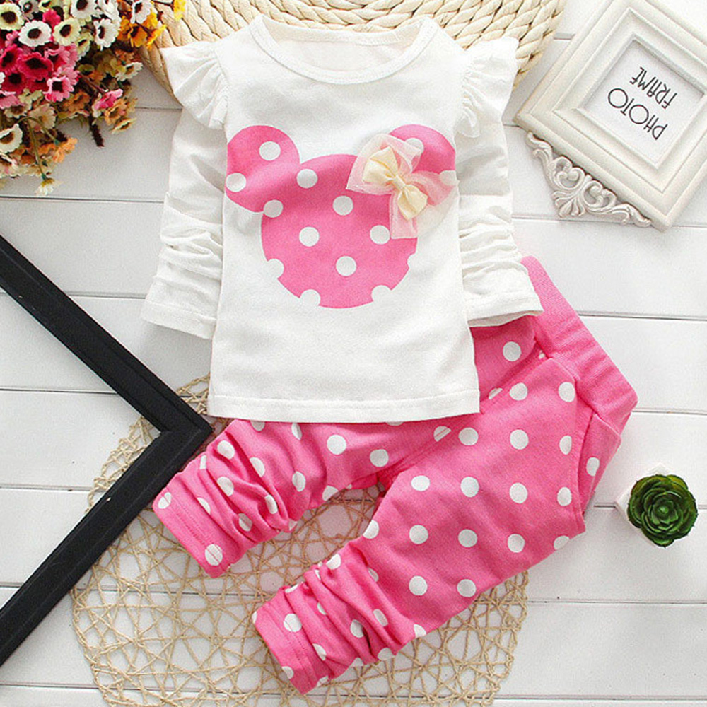 【9M-7Y】2-piece Girls Polka Dot Print Long-sleeved T-shirt And Pants Set - 34276 【9M-7Y】2-piece Girls Polka Dot Print Long-sleeved T-shirt And Pants Set - 34276