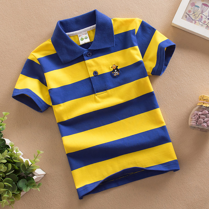 【18M-11Y】Boys Multicolor Cotton Striped Short-sleeved Polo Shirt 【18M-11Y】Boys Multicolor Cotton Striped Short-sleeved Polo Shirt