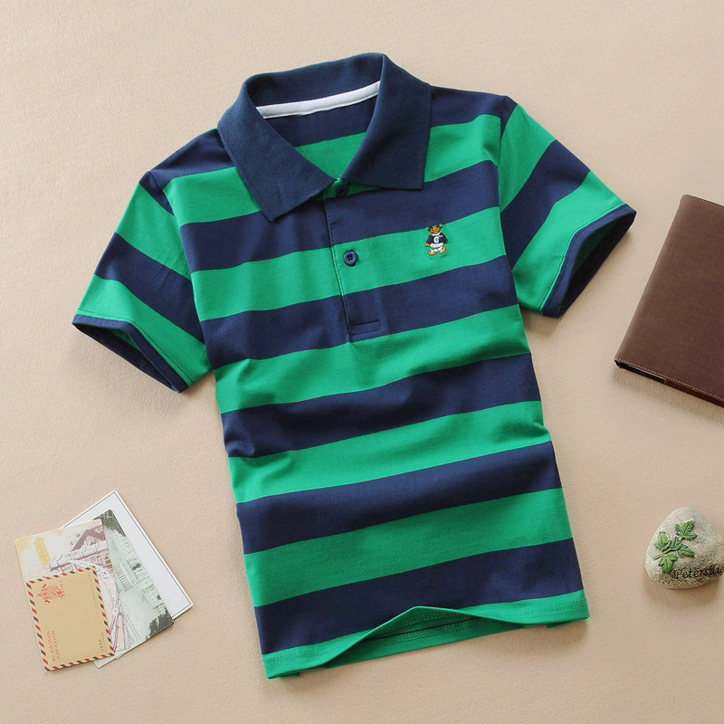 【18M-11Y】Boys Multicolor Cotton Striped Short-sleeved Polo Shirt 【18M-11Y】Boys Multicolor Cotton Striped Short-sleeved Polo Shirt