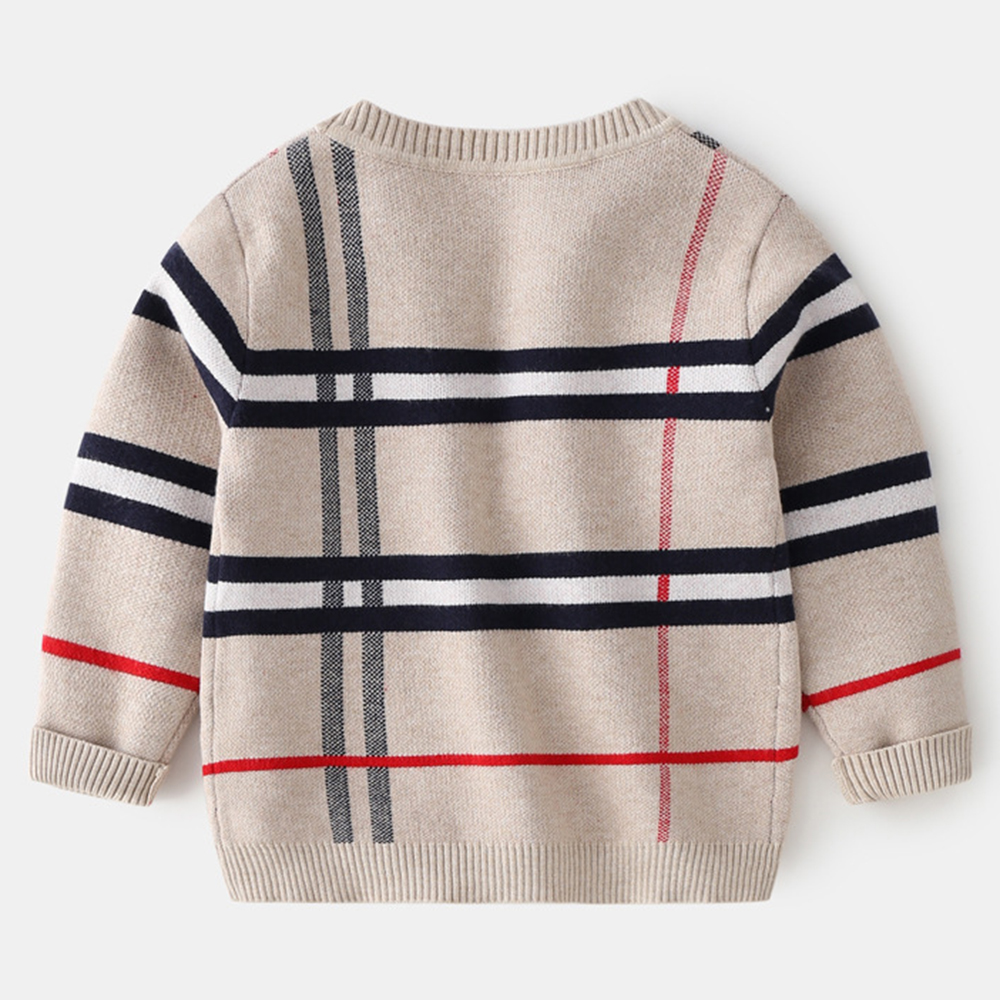 【2Y-9Y】Unisex Kids Plaid Long Sleeve Sweater Cardigan 【2Y-9Y】Unisex Kids Plaid Long Sleeve Sweater Cardigan