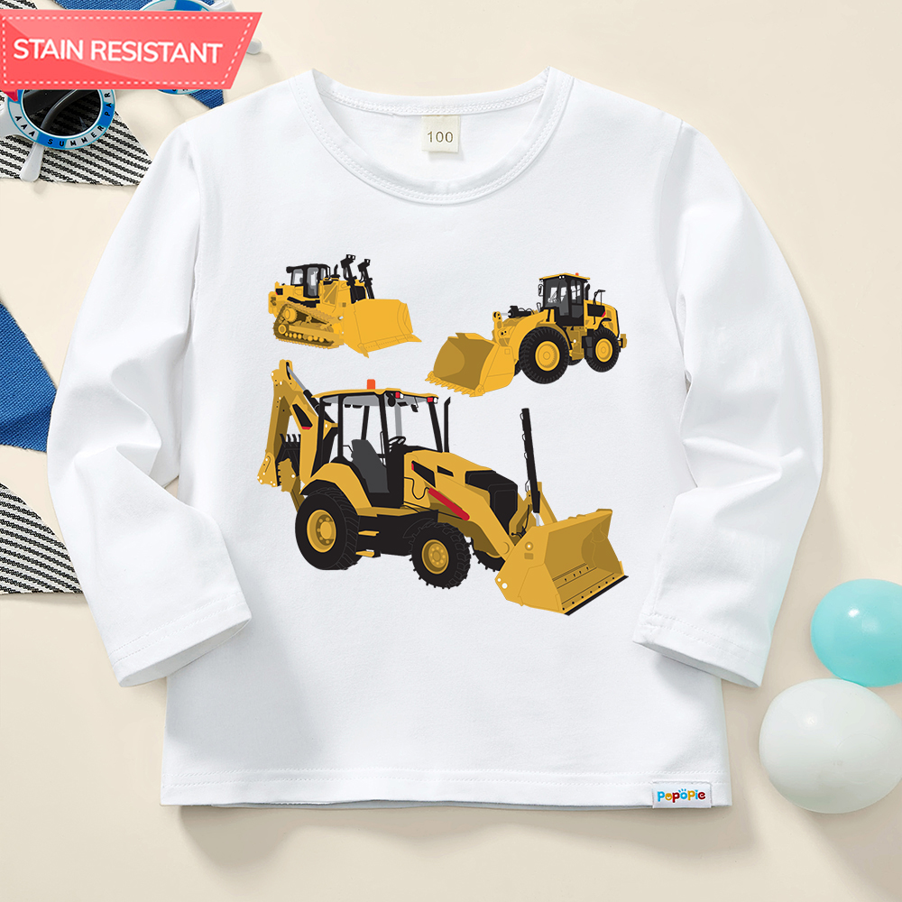 【12M-9Y】Boy Cotton Stain Resistant Excavator And Tractor Print Long Sleeve Tee 【12M-9Y】Boy Cotton Stain Resistant Excavator And Tractor Print Long Sleeve Tee