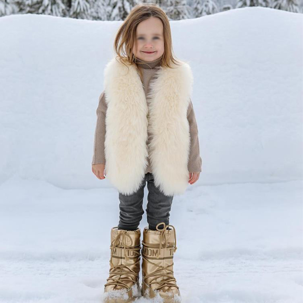 【12M-9Y】Girls Multicolor Thick Faux Fur Vest - 3180 【12M-9Y】Girls Multicolor Thick Faux Fur Vest - 3180
