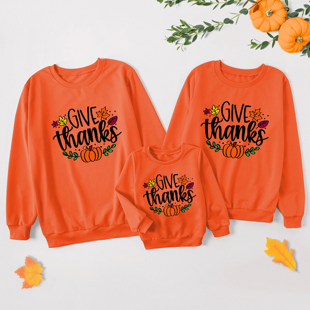 Thanksgiving Print Long Sleeve Family Matching Outfits Thanksgiving Print Long Sleeve Family Matching Outfits
