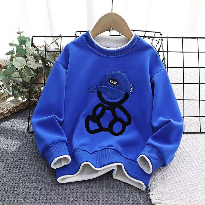 【3Y-12Y】2-piece Boys Bear Embroidery Long-sleeved Sweatshirt And Pants Set - 4446 【3Y-12Y】2-piece Boys Bear Embroidery Long-sleeved Sweatshirt And Pants Set - 4446