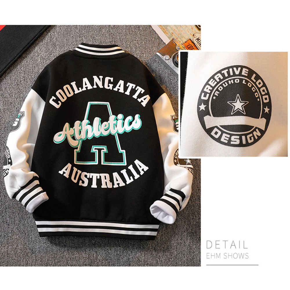 【3Y-12Y】Boys Letter Print Baseball Jacket - 4127 【3Y-12Y】Boys Letter Print Baseball Jacket - 4127