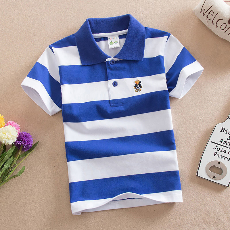 【18M-11Y】Boys Multicolor Cotton Striped Short-sleeved Polo Shirt 【18M-11Y】Boys Multicolor Cotton Striped Short-sleeved Polo Shirt