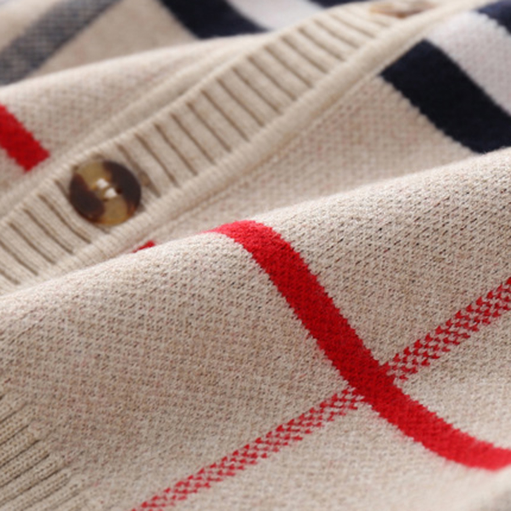 【2Y-9Y】Unisex Kids Plaid Long Sleeve Sweater Cardigan 【2Y-9Y】Unisex Kids Plaid Long Sleeve Sweater Cardigan