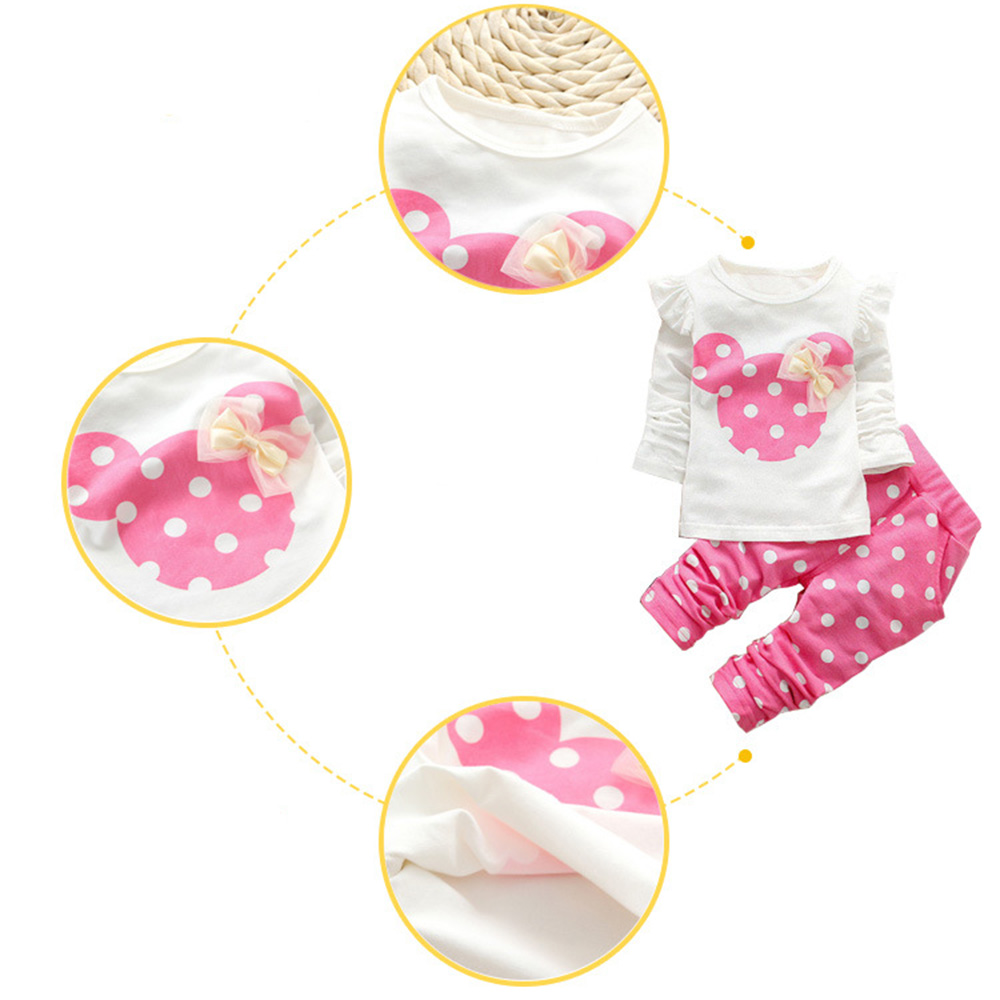 【9M-7Y】2-piece Girls Polka Dot Print Long-sleeved T-shirt And Pants Set - 34276 【9M-7Y】2-piece Girls Polka Dot Print Long-sleeved T-shirt And Pants Set - 34276